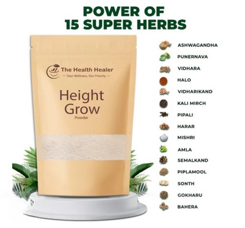The Health Healer Height Grow Powder 100 Percent Natural Height Increase Supplement For Daily Growth And Wellness - 70g